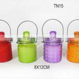 Metal Line Handle Frosted Glass Candle Jar With Lid thumbnail-1