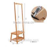 Solid Beech Wood Coat Rack Hat Purse Display Stand With Shoe Bench Entry Way Coat Rack thumbnail-6