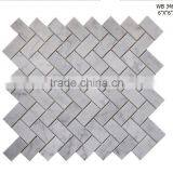 Polished White Carrara Marble Square Mosaic Wall Tile thumbnail-1