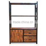 Bookcase Iron Rustic With Teak Wood Furniture thumbnail-2