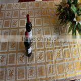 Vinyl Long Lace Table Clothes Golden With Print