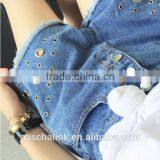 Summer Women Short Fancy Cool Focus Metal Ring Jeans Customized thumbnail-5
