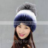 CX-C-02F Lovely Custom Beanie Hat Fashion Handmade Rex Rabbit Fur Hat thumbnail-2
