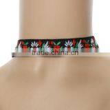 Fabric Leather Choker Necklace Hot Selling Fabric Necklace Handmade Leather Fabric Woman Necklace Jewelry thumbnail-5