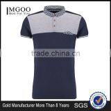 MGOO Fashion Style Offical Navy Blue Golf Polo Shirts With Pockets Chest Panel Striped thumbnail-1