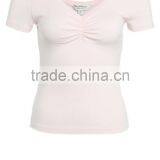 MGOO 100% Cotton Solid Color V Neck Tank Top Women Fitness Plain Tank Tops With Chest Drape Design thumbnail-5