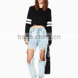 New China Supplier for 100%cotton Slim Cropped Women's Fit Custom Matching Stripe Baseball Jersry Hoodies thumbnail-4