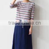 2016 New Fashion All Match Loose Half Sleeve Striped T-shirts for Ladies thumbnail-4