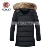 H1020 Men's Winter Long Thick Coat Casual Fur Hood Wear Padded Coat thumbnail-2