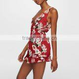 2017 HOT Sale Deep V-neck Sexy Ladies Short Floral Print Jumpsuit thumbnail-4