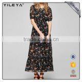 Custom Factory Service Modern Style Casual Women's Summer Long Chiffon Floral Maxi Dresses 2017 thumbnail-1
