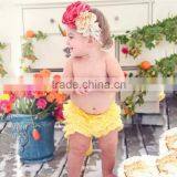 Cotton Bloomer Ruffles Baby Diaper Cover With Ribbon Bows For Kids Floral Victoria Popular Flower Ruffle Baby Bloomer thumbnail-2