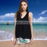 Fashion Summer Deep V Neck Chiffon Sleeveless Woman Blouse For Sale thumbnail-3