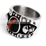 Fashion Onyx Stone Men Silver Titanium Ring thumbnail-2