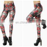 2015 Wholesale Rose Skull Printed Womens Sexy Leggings