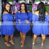 LAITE D2069 Amazon Hot Sales Women Autumn Solid Color Off-shoulder Plus Size Casual Dresses Plus Size Clothing thumbnail-4