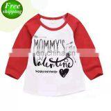 2019 Valentine Day Girls Letter Print Cotton Tshirt Tops Shirt for Girls Raglan Sleeve Cloth 1-5T