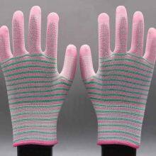 Colored Striped PU Palm-coated Gloves, Glue-coated Electronic Dust-free Work Anti-static Protective Labor Gloves thumbnail-2