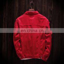 Custom Men's Denim Jacket Trendy Fashion Hip-hop Streetwear Ripped Denim Men's Motorcycle Jacket Bomber Jacket thumbnail-4