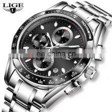 LIGE 8931 Men Quartz Watch Fashion Waterproof Calendar Diver Watches Men Wrist Top