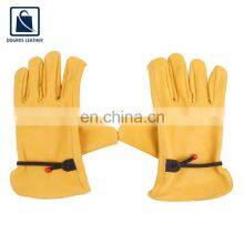 Hot Selling Leather Hem Binding Golden Yellow Color Leather Gloves Manufacturer thumbnail-1