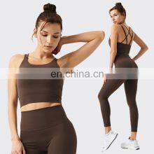 Recycle Workout Two Piece Set Wear Gym Ribbed Fitness Woman Yoga Set Custom 2 Piece Yoga Legging Set Women thumbnail-1