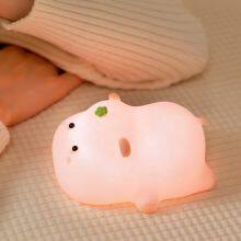 Cute Hippo Lamp Rechargeable Touch Light Silicone Night Light Baby Custom Led Soft Touch Silicone Night Light for Kids thumbnail-3