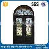 Modern Fashion Solid Flat Top Wrought Iron Double Swing Door thumbnail-6