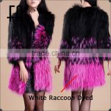 Factory direct wholesale lady's raccoon fur knitted jacket /raccoon fur knitted coat