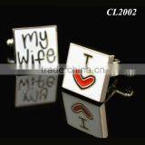 Wedding Gifts For Guests Engraved I Love My Wife Enamel Souvenir Metal Wedding Cuff Links thumbnail-1