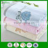 Manufacturer Wholesale 32s2 Cut Velvet Pile Towel Cotton Terry Towel With Artificial Embroidered Roses Plum Flowers thumbnail-4