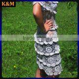 2016 Newest Handmade Crocheted Women Dress Cotton Gray Summer thumbnail-2