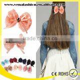 Small Beads Bow Korean Ribbon Hair Clip, Grosgrain Ribbon Hair Clip thumbnail-1