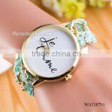 New Classic Geneva Ethnic Braided Analog Quartz Chain Jetaime Stainless Steel Watch thumbnail-1