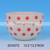 Modern design,decorative ceramic bowls with red dot painting
