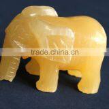 Yellow Crystal Gemstone Animals Elephant Carving thumbnail-1