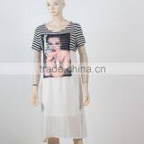 Woman Dresses New Summer 2016 Short Sleeve Shirt Dress Cotton Chiffon Fabric Fluqi Appare thumbnail-1