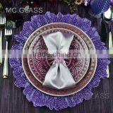 Cheap Elegant Restaurant and Home Decoration Purple Glass Wedding Charger Plate Wholesale thumbnail-4