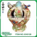 Ceramic Brown Strawberry Songbird Indoor Fountain With LED Light thumbnail-6