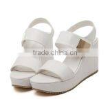 Black and white high platform wedge sandals for ladies comfortable wedge sandals for beach PC3756