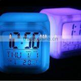 LED Light Mood Night Color Changing Digital Alarm Desk Clock Thermometer