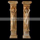 Sunset Red Marble Statue Carving Column