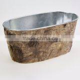Factory Sale Oval Shape Chinese Natural Round Wood Flower Pot Planter thumbnail-4