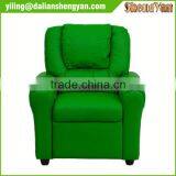 Contemporary Green Vinyl Kids Recliner with Cup Holder and Headrest