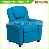 Contemporary Light Blue Kids Recliner With Cup Holder and Headrest thumbnail-2