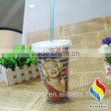 Hot Sale Paper Insert 16oz Plastic Tumbler Double Wall Drinking Mug thumbnail-3