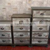 Retro Dark Wood and Washed White Wooden Nightstand Cabinet thumbnail-1