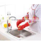 Red Rubber Gloves Sleeve Protectors Keep Dry Washing Up Dishes Kitchen Cleaning thumbnail-1
