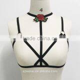 Sexy Garter Belt Stockings Underwear Women Lingerie Pentagram Garter Lace Open Cup Garter Belt Strappy Sexy Lingerie thumbnail-3