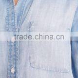 Hot Sale Women Light Blue Denim Chambray Shirt Lowest Price thumbnail-3